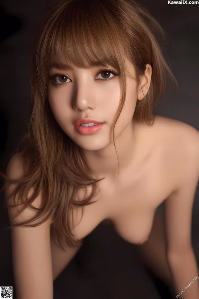 A 3D rendering of a woman with long brown hair.